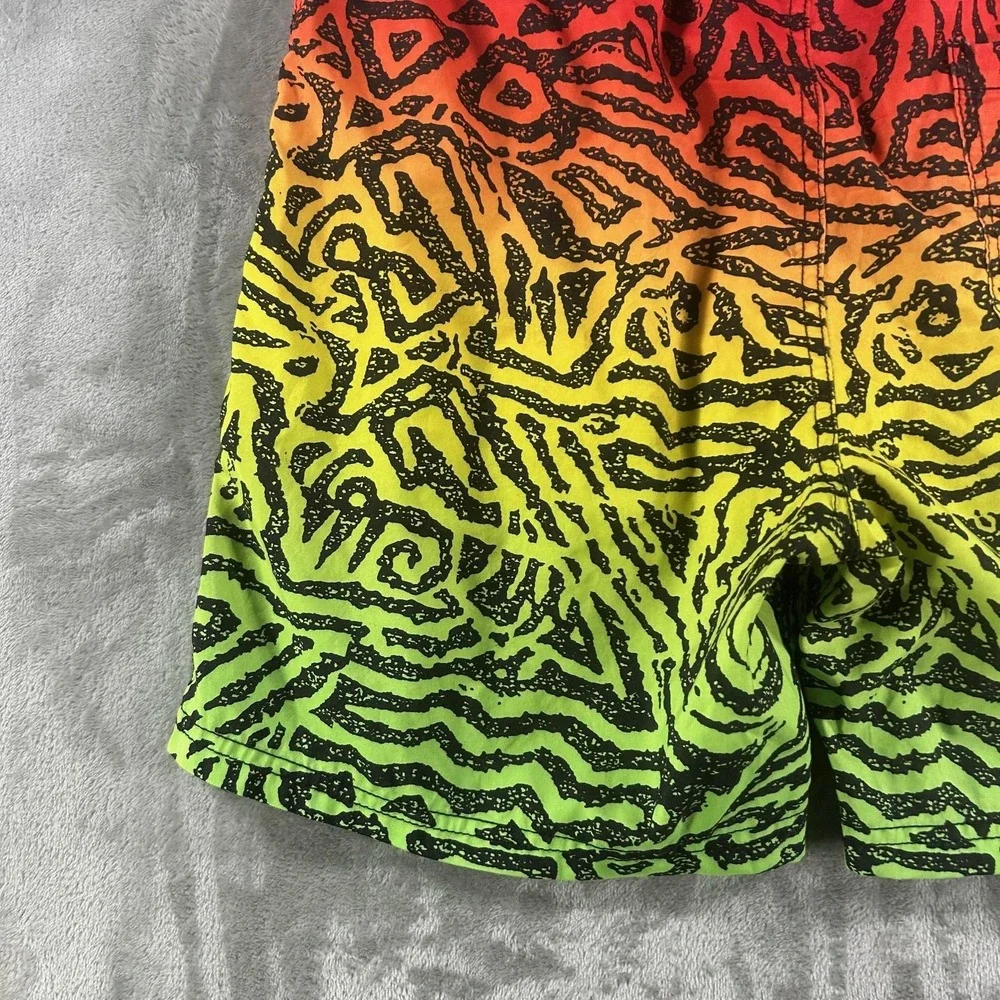 Maui And Sons Swim Shorts Mens Medium Rasta Ombre Surf Print Trunks Lined